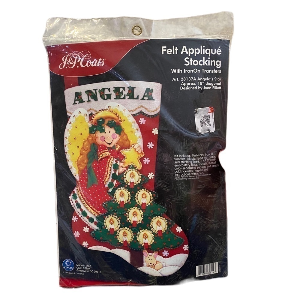 J.&P Coats Felt Applique Christmas Stocking Felt Kit Angelica's Star New 28137